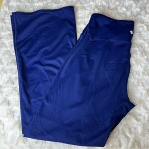 Navy Blue Slit Hem Straight Wide Leg Leggings Pants XL